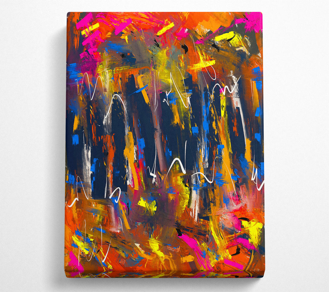  A Canvas Print of Orange Abstract Strokes Canvas Wall Art