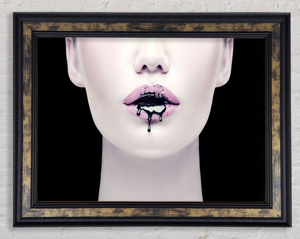 Walnut Blood Lips Framed Print