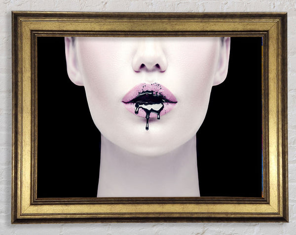 White Blood Lips Framed Print