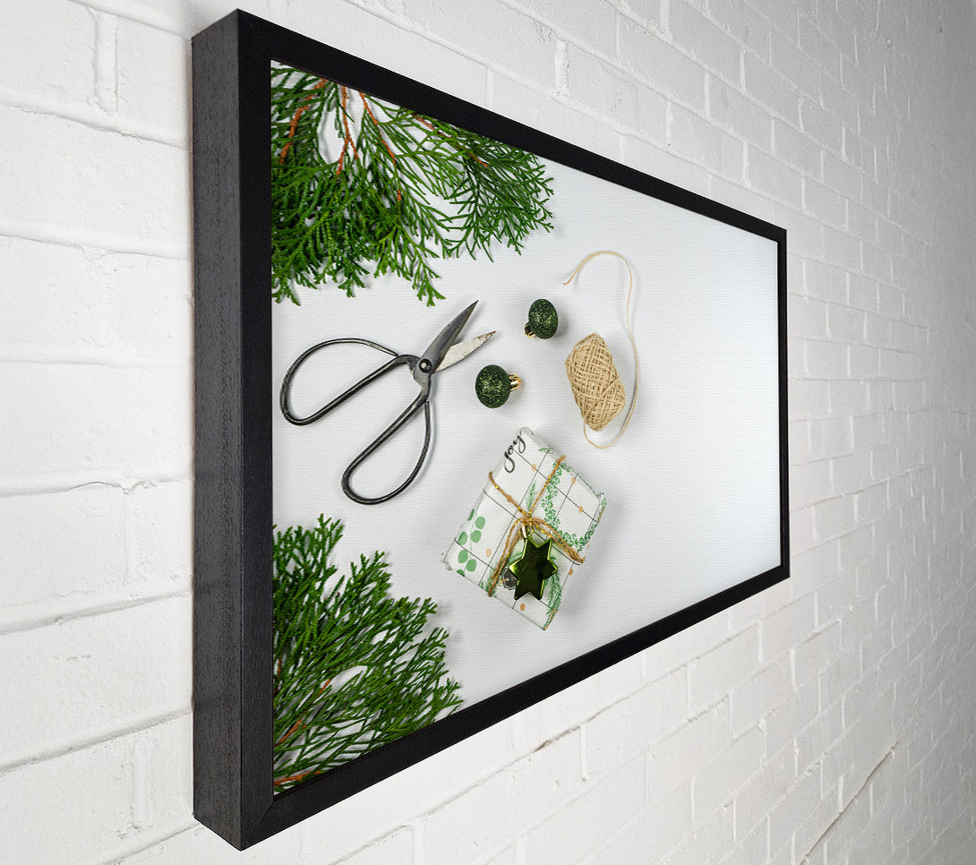  A Canvas Print of Green Gift Wrap Joy Canvas Print