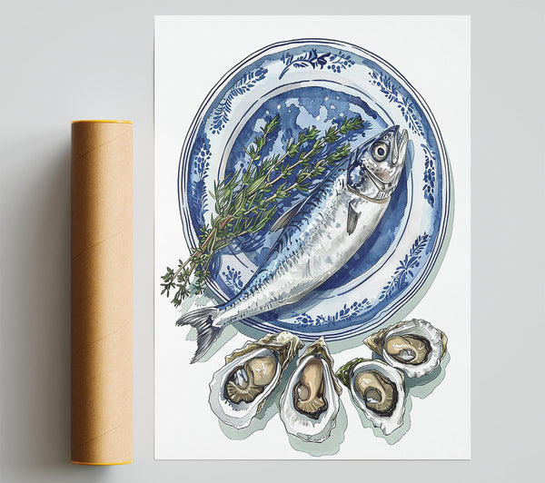 Blue Plate Seafood Poster