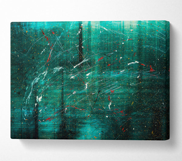  A Canvas Print of Teal Abstract Scratches Canvas Wall Art