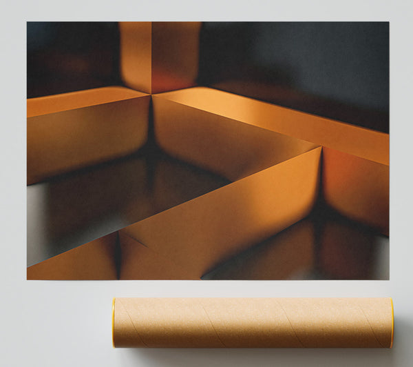 Copper Geometric Reflection Print