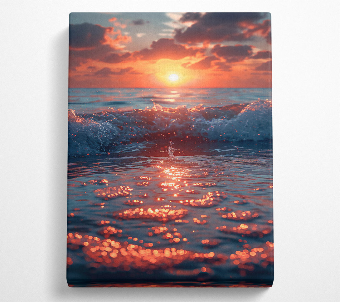  A Canvas Print of Orange Sunset Reflections Canvas Art