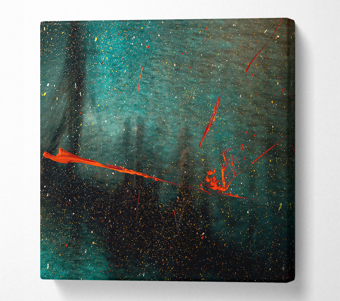  A Canvas Print of Teal Splashes Of Fire Canvas Art