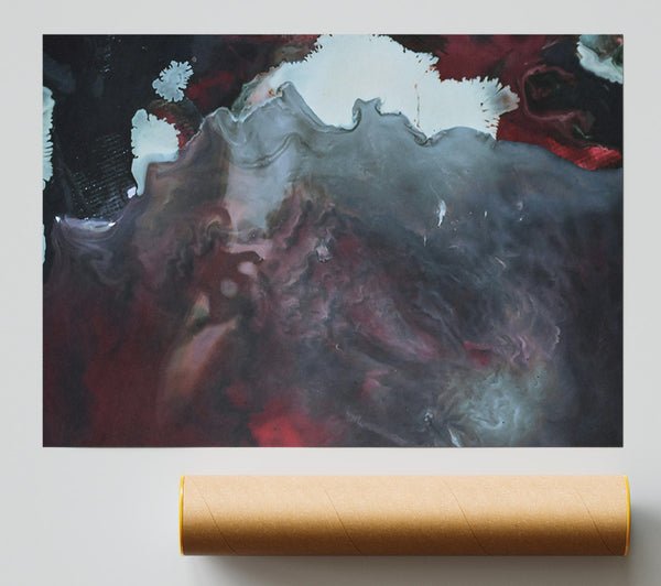 Crimson Swirls And Gray Poster