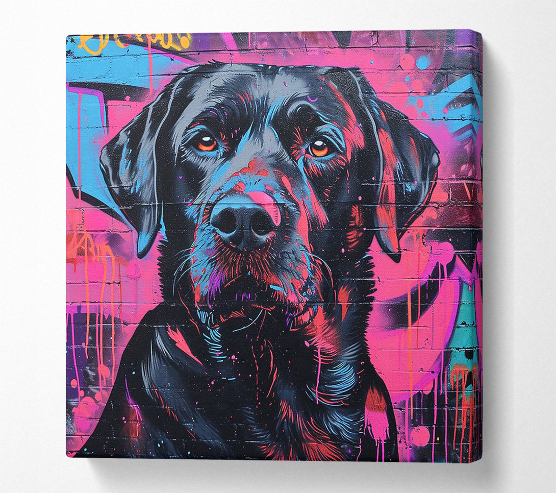  A Canvas Print of Black Dog Graffiti Canvas Print