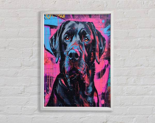 White Dog Graffiti Framed Print