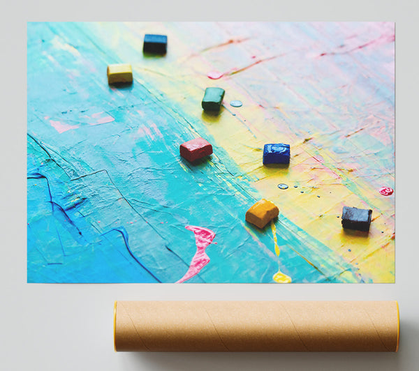 Cyan Abstract Palette Poster
