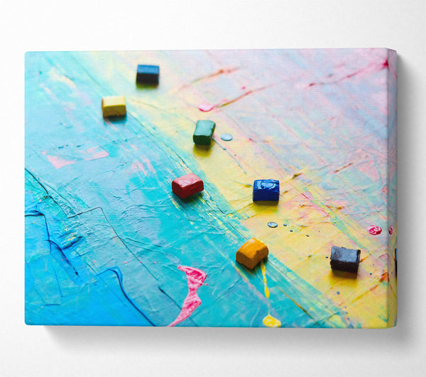  A Canvas Print of Cyan Abstract Palette Canvas Art