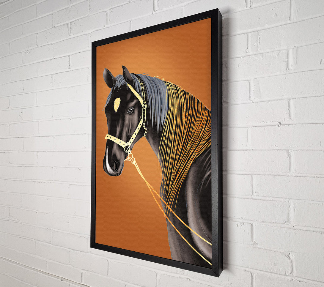  A Canvas Print of Black Horse Golden Hair Canvas Art