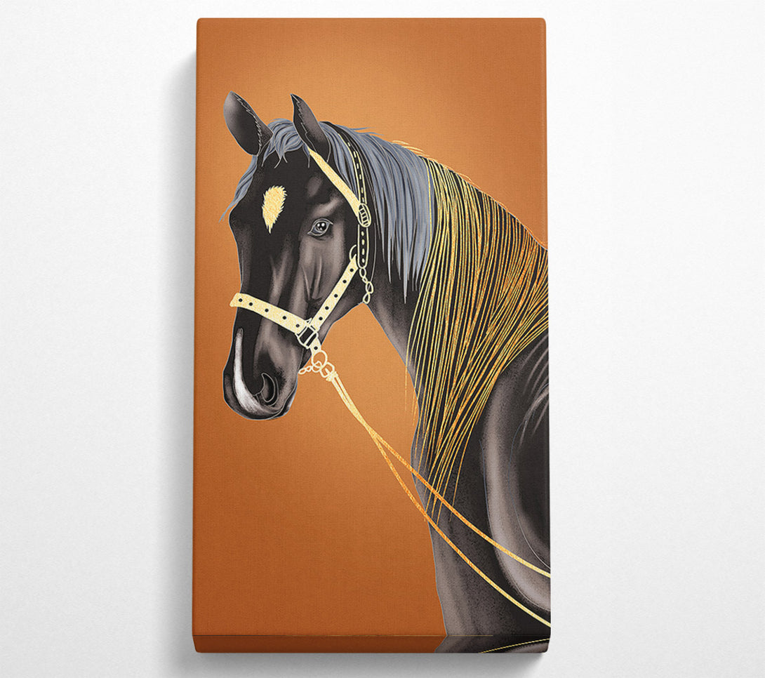  A Canvas Print of Black Horse Golden Hair Canvas Art