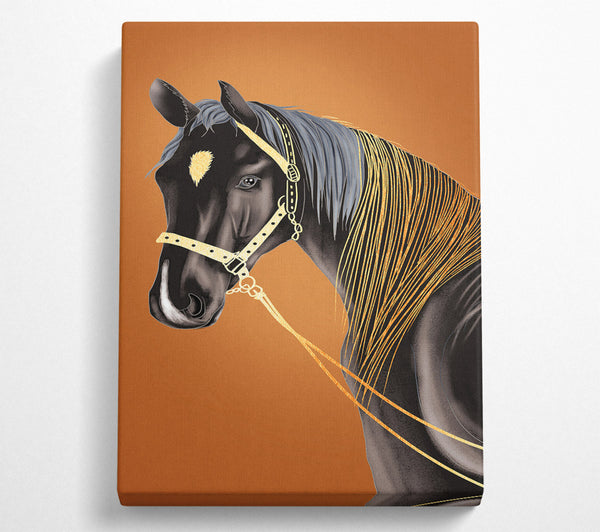  A Canvas Print of Black Horse Golden Hair Canvas Art
