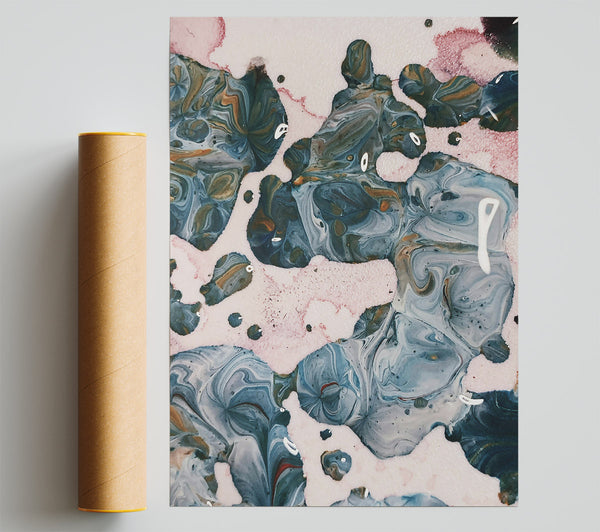 Azure Swirls And Drops Poster