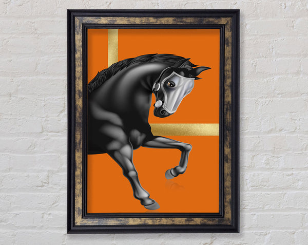 Walnut Horse With Orange Framed Print
