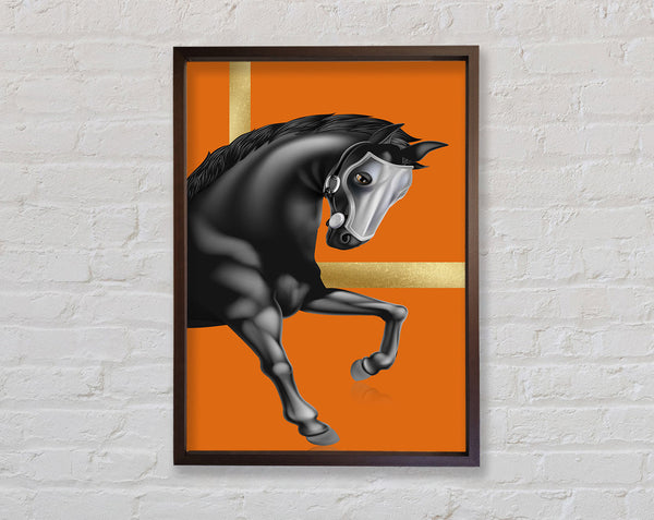 Walnut Horse With Orange Framed Print