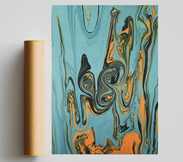 Orange & Teal Swirls Print