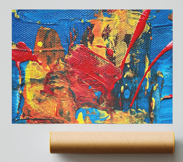 Blue And Red Splatters Giclee Print