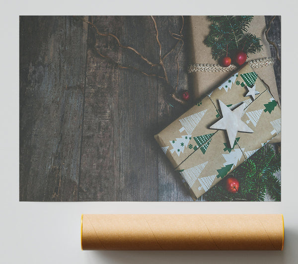 Brown Gift With Stars Giclee Print