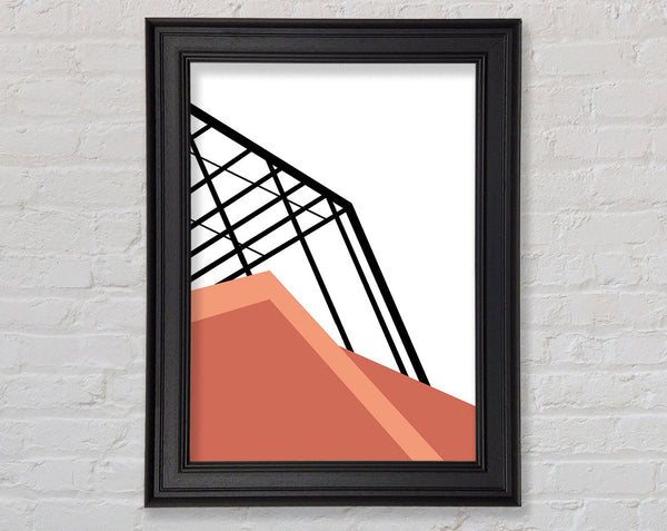 Black Lines And Orange Shapes Framed Print