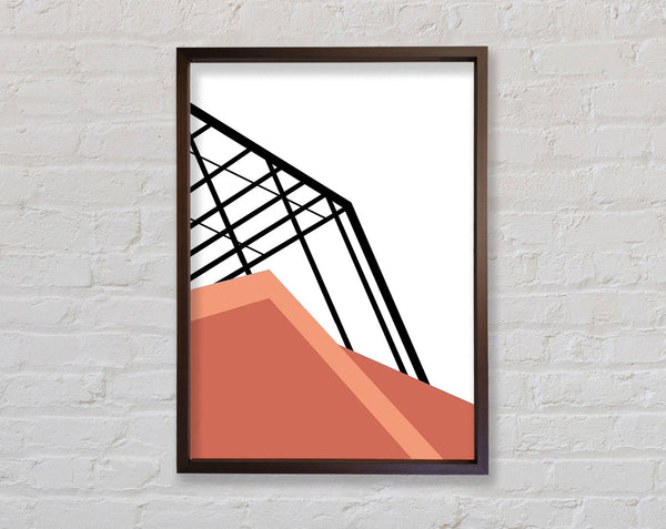 Walnut Lines And Orange Shapes Framed Print