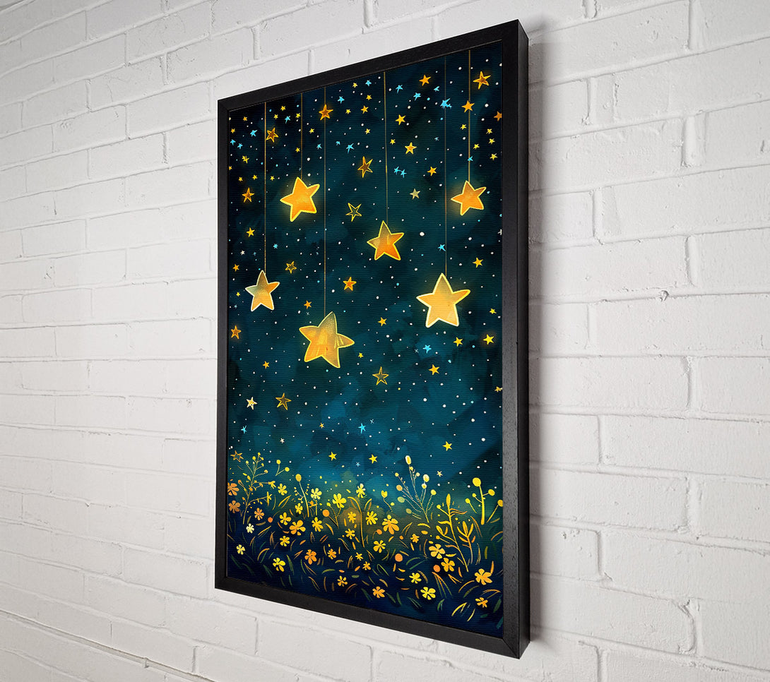  A Canvas Print of Teal Night Starscape Canvas Wall Art