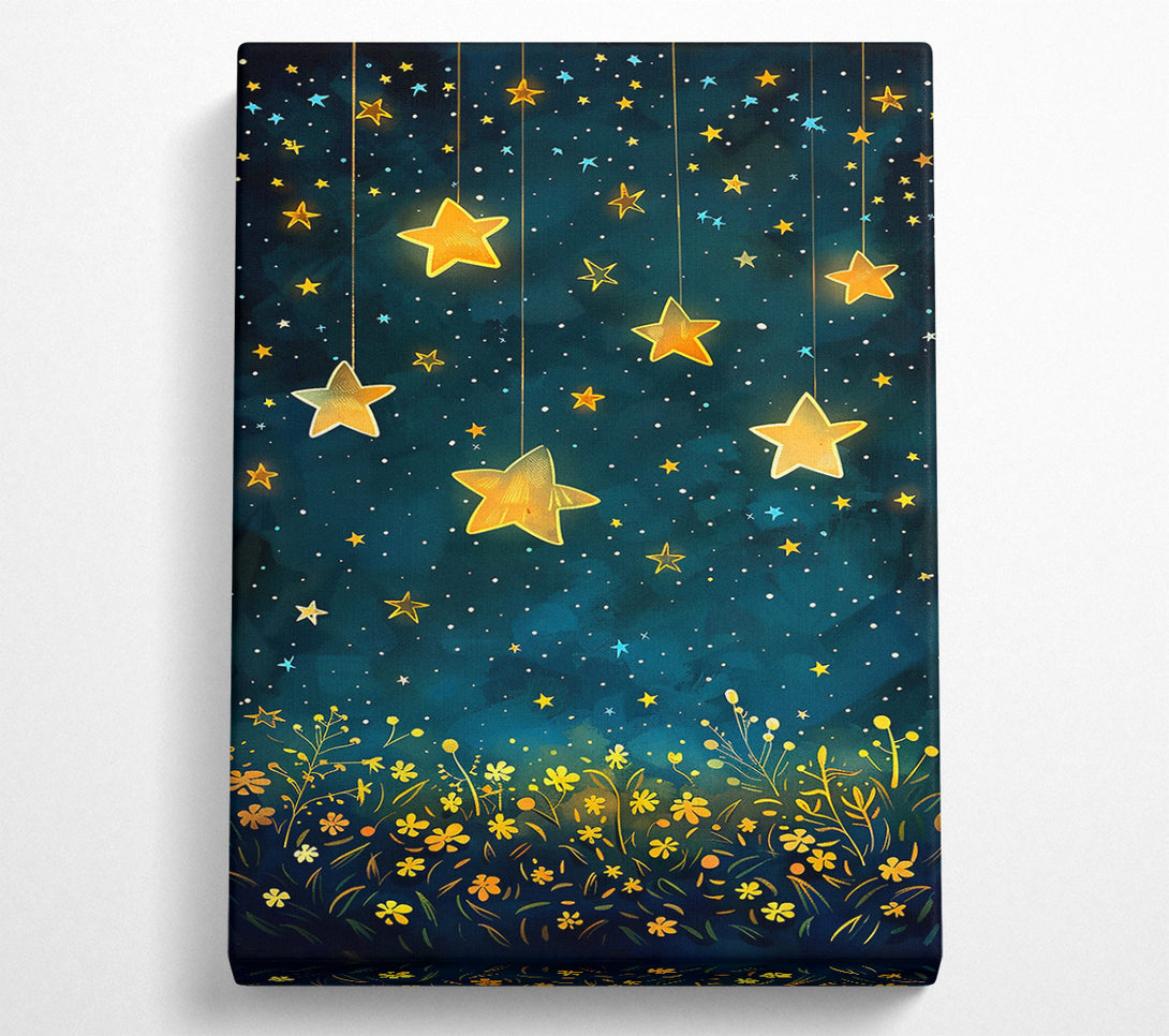  A Canvas Print of Teal Night Starscape Canvas Wall Art