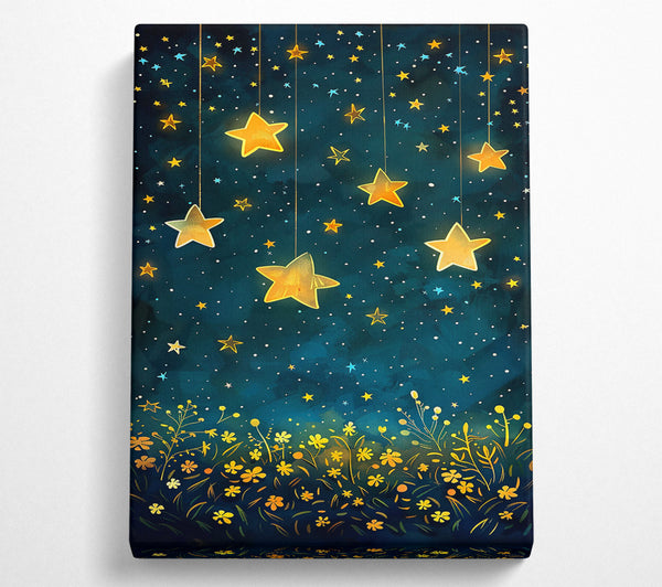  A Canvas Print of Teal Night Starscape Canvas Wall Art