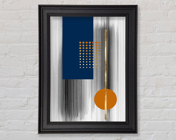Black Lines  Blue And Orange Framed Print