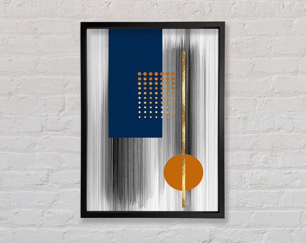 Black Lines  Blue And Orange Framed Print
