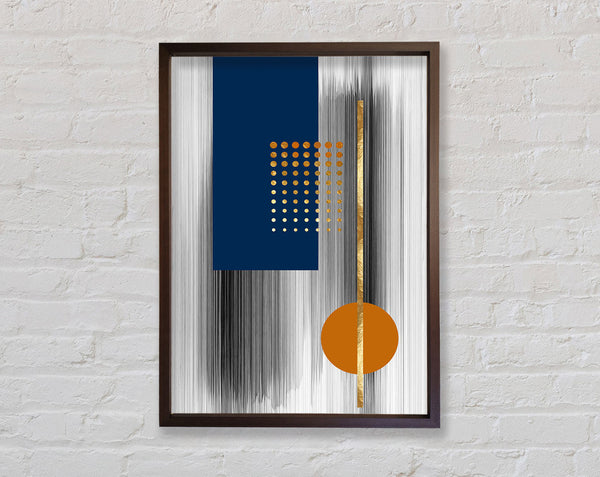 Walnut Lines  Blue And Orange Framed Print