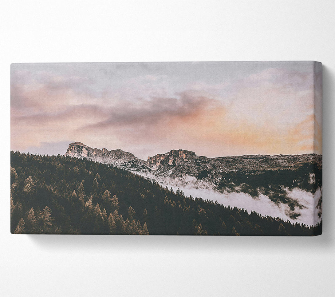 A Canvas Print of Pink-Hued Mountaintop Mist Canvas Wall Art