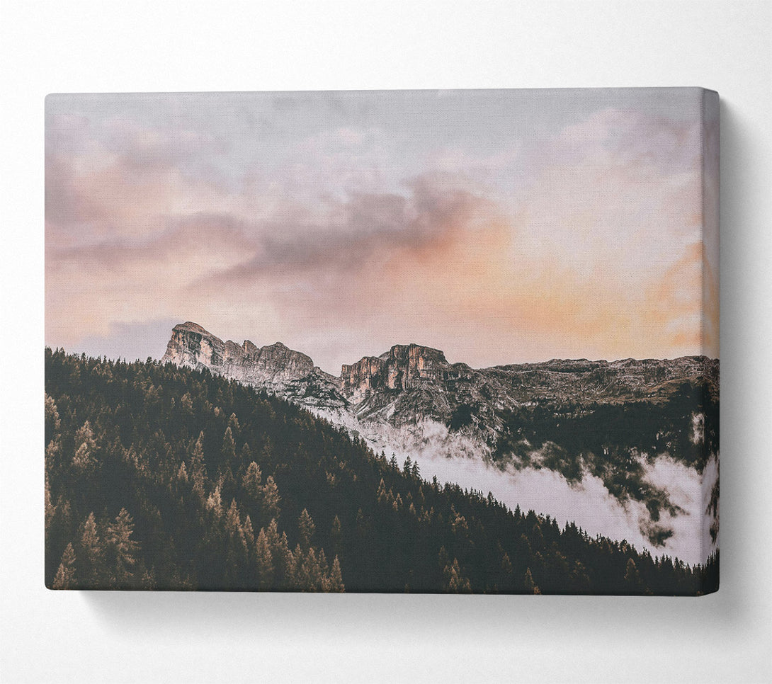  A Canvas Print of Pink-Hued Mountaintop Mist Canvas Wall Art