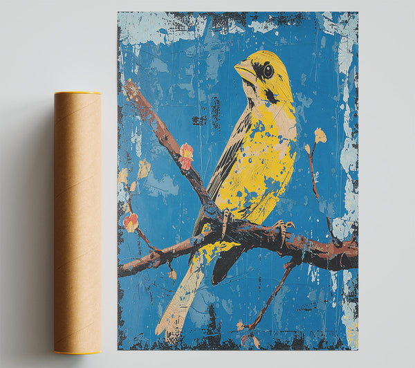 Azure Yellow Bird Song Poster