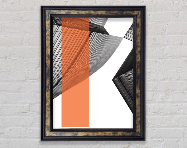 Walnut Lines  Orange Line Framed Print