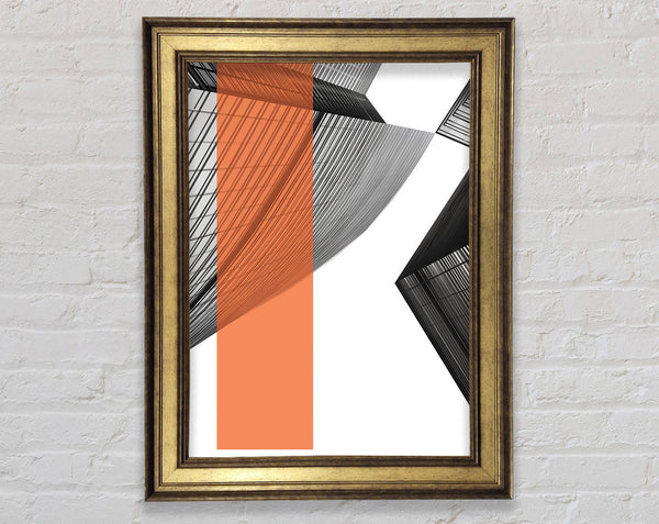 White Lines  Orange Line Framed Print