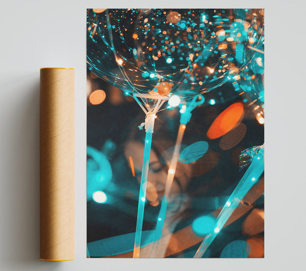 Blue Balloon Glow Print
