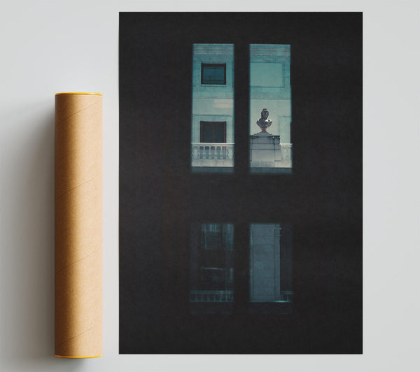 Blue View Through Glass Poster