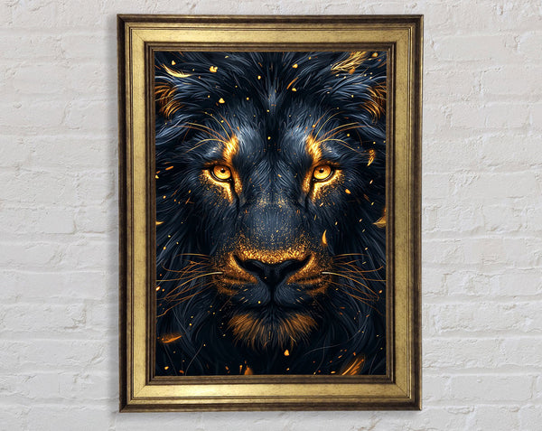 White Lion And Gold Framed Print