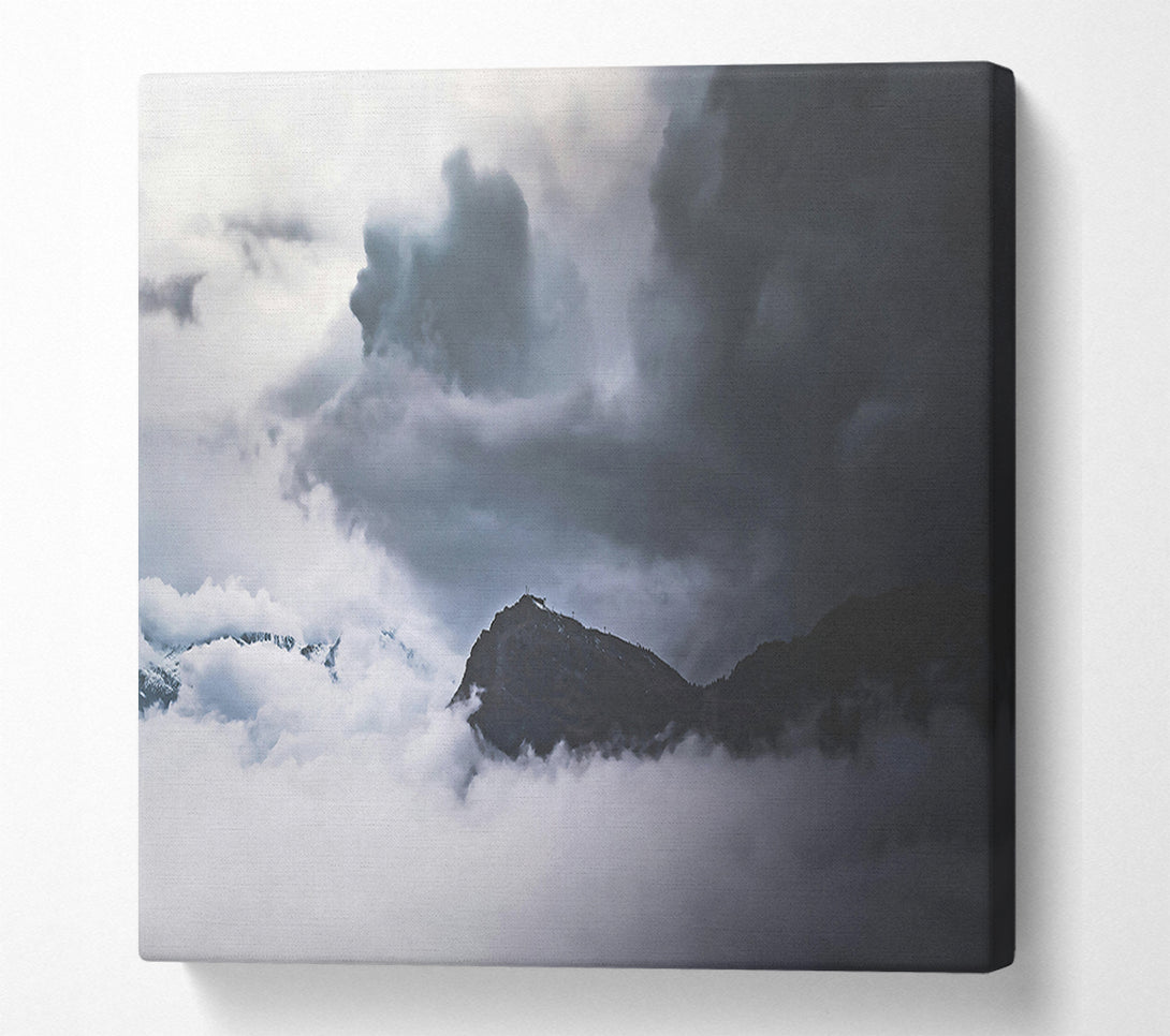  A Canvas Print of Grey Peak In The Clouds. Canvas Art