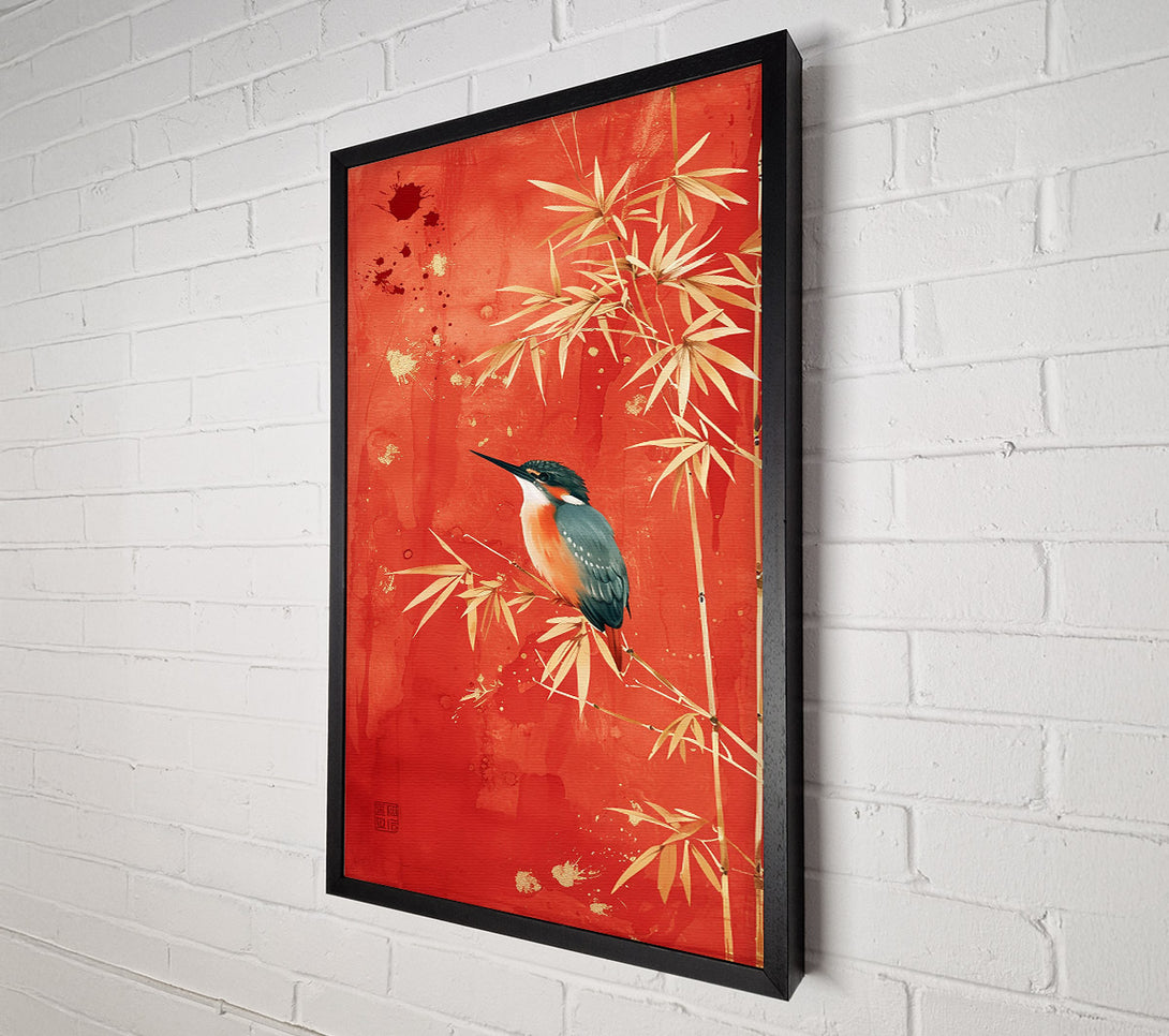  A Canvas Print of Crimson Kingfisher Perch Canvas Wall Art