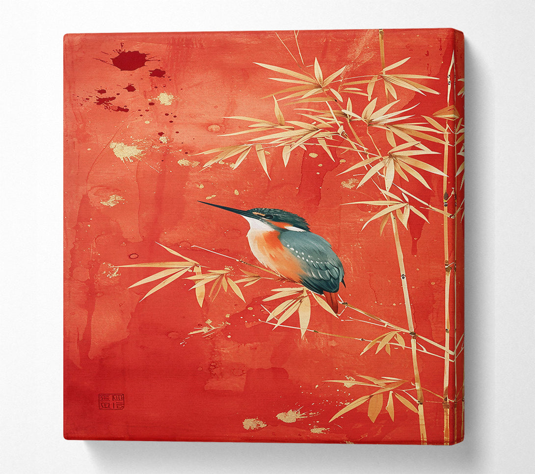  A Canvas Print of Crimson Kingfisher Perch Canvas Wall Art