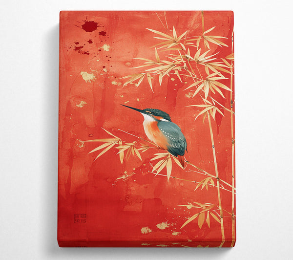  A Canvas Print of Crimson Kingfisher Perch Canvas Wall Art