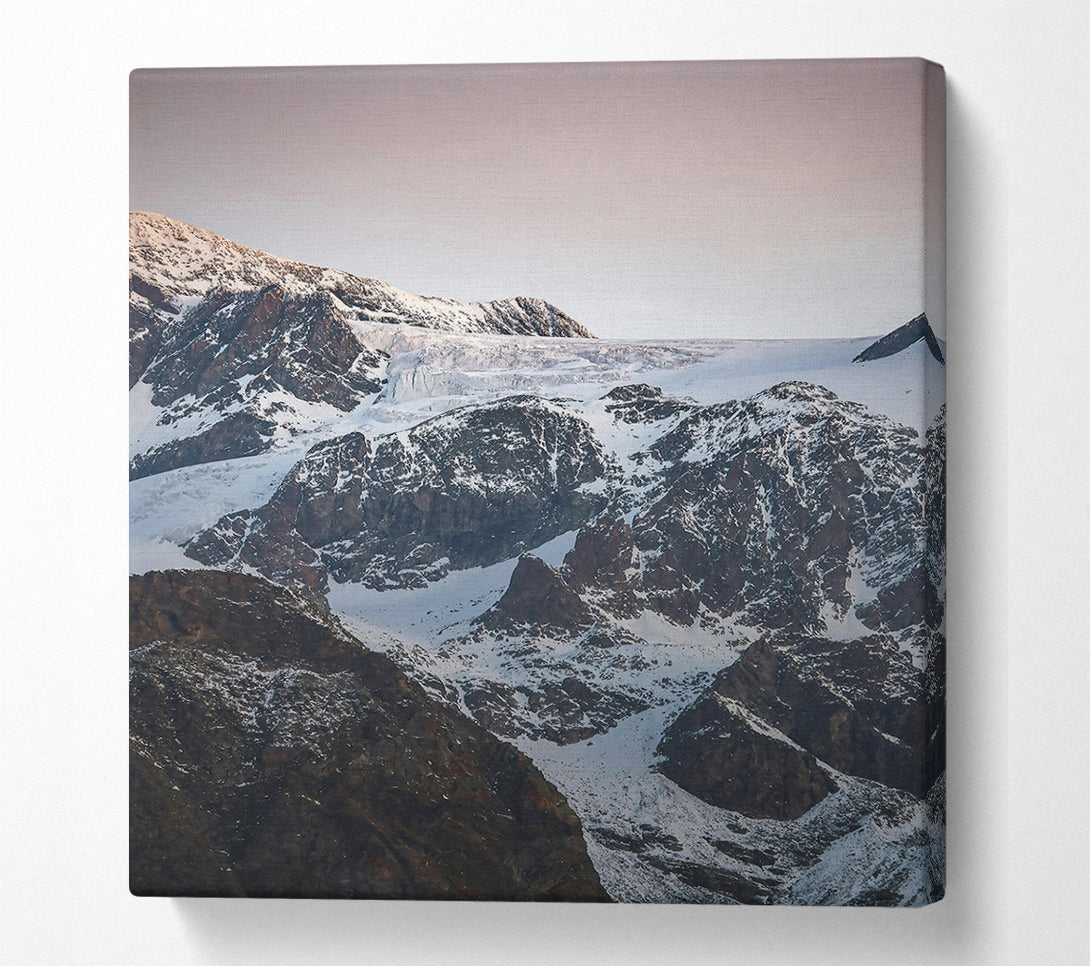  A Canvas Print of White Peaks In Pink Light Canvas Art