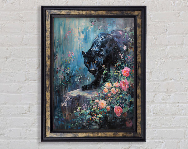 Walnut Panther In The Jungle Framed Print