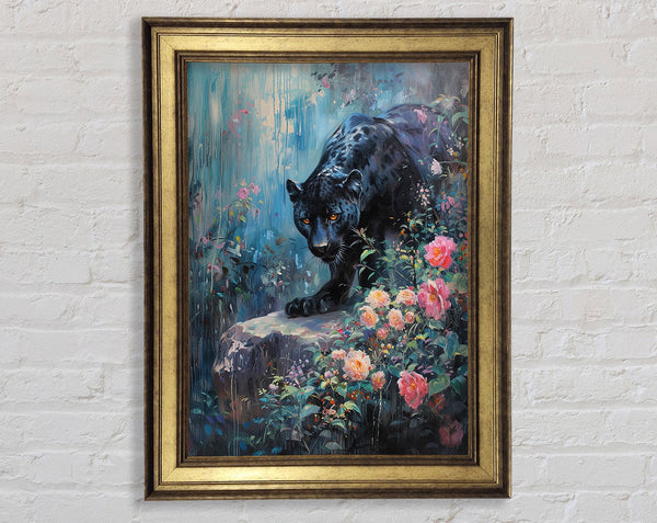 White Panther In The Jungle Framed Print