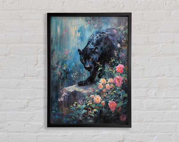 Black Panther In The Jungle Framed Print