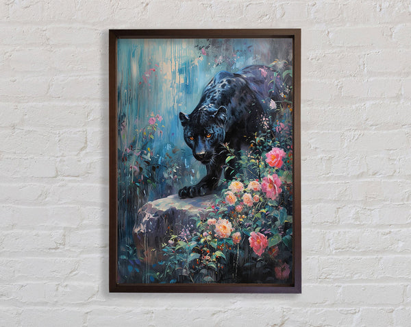 Walnut Panther In The Jungle Framed Print
