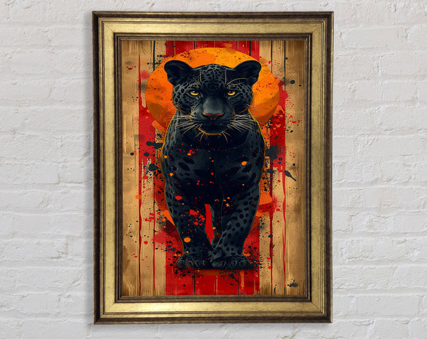 White Panther Standing Framed Print