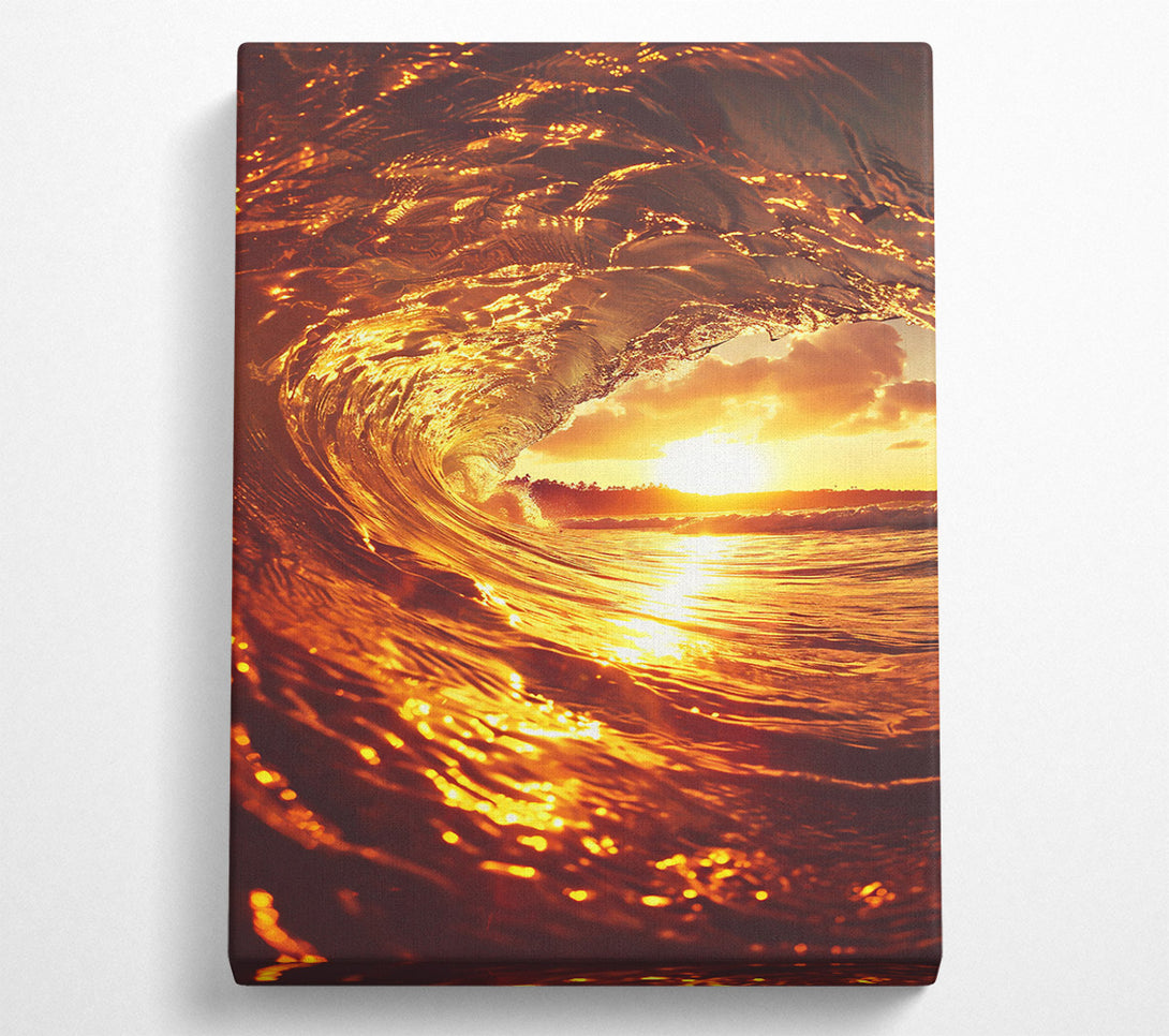  A Canvas Print of Golden Wave Sunset Canvas Art